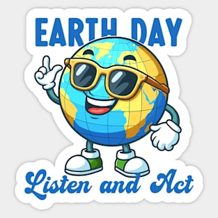 Nature's Voice: Listen and Act - Earth Day Sticker